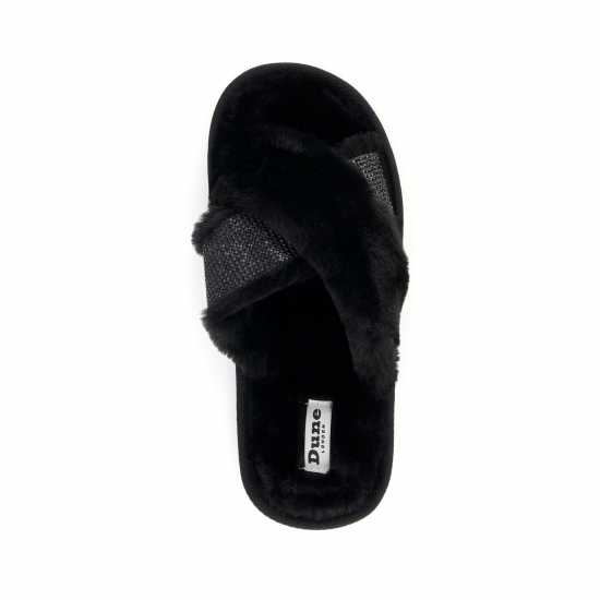 Winta Diamante Cross Strap Faux Fur Slippers  