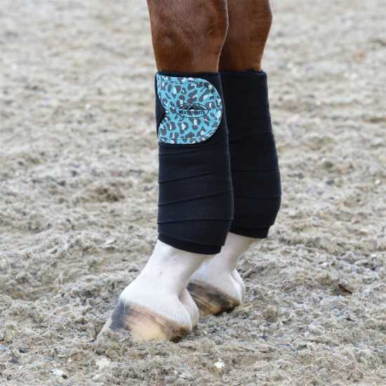 Weatherbeeta Leopard Fleece Bandages 4 Pack Turq Leopard За коня