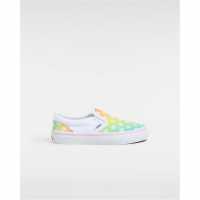 Vans Classic Slip-On Color Theory Checke Canvas Trainers Unisex Kids White/Multi Детски платненки и гуменки