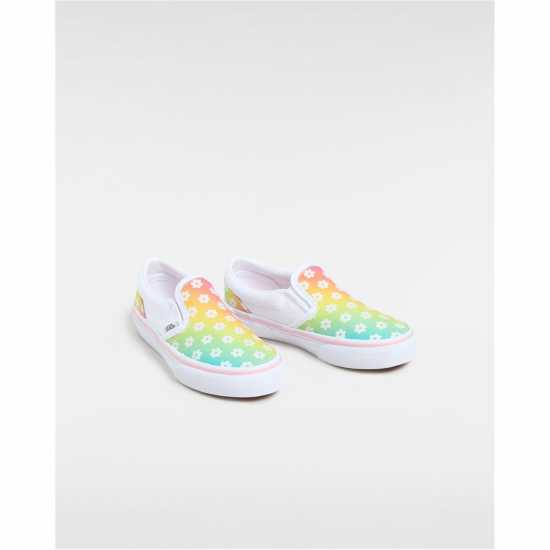 Детски платненки и гуменки Vans Classic Slip-On Color Theory Checke Canvas Trainers Unisex Kids White/Multi Vans Classic Slip-On Color Theory Checke Canvas Trainers Unisex Kids White/Multi Детски платненки и гуменки