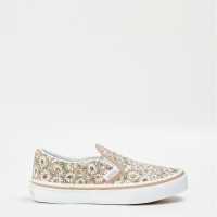 Vans Classic Slip-On Color Theory Checke Canvas Trainers Unisex Kids Brown/ White Детски платненки и гуменки