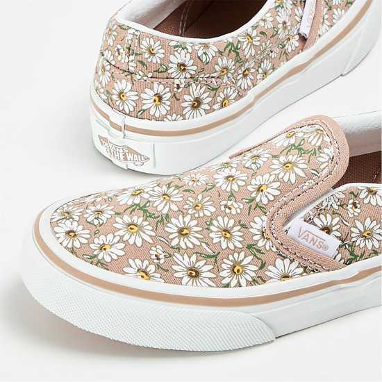 Vans Classic Slip-On Color Theory Checke Canvas Trainers Unisex Kids Brown/ White Детски платненки и гуменки