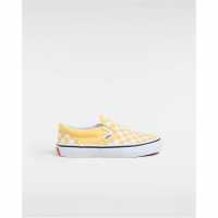 Vans Classic Slip-On Color Theory Checke Canvas Trainers Unisex Kids Banana Cream Детски платненки и гуменки