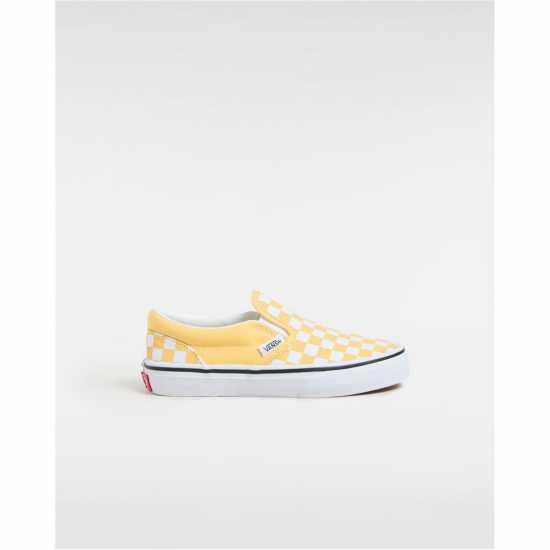 Vans Classic Slip-On Color Theory Checke Canvas Trainers Unisex Kids Banana Cream Детски платненки и гуменки