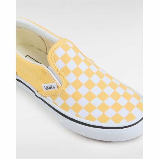 Vans Classic Slip-On Color Theory Checke Canvas Trainers Unisex Kids Banana Cream Детски платненки и гуменки
