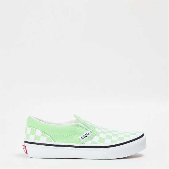 Vans Classic Slip-On Color Theory Checke Canvas Trainers Unisex Kids Pistachio Green Детски платненки и гуменки