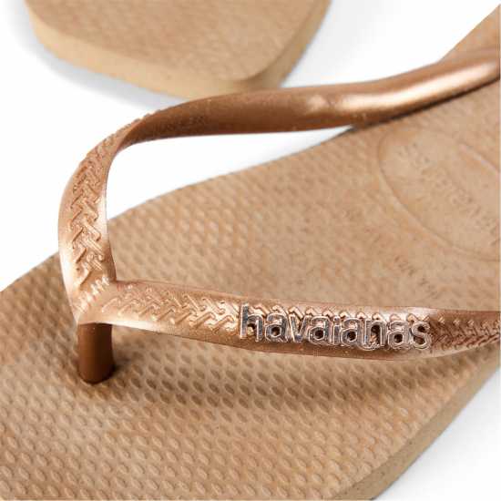 Havaianas Джапанки Kids' Square Logo Metallic Black Flip Flops Beige 