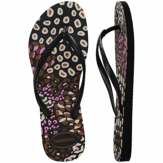Havaianas Джапанки Kids' Hav Slim Animals Sand Grey/golden Flip Flops Black/Lemonade 