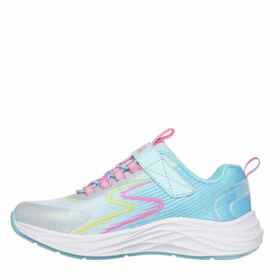Skechers Bungee And Strap Glitter Mesh Sneak Slip On Runners Unisex Kids Blue/Multi 