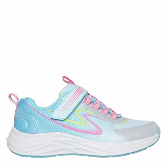 Skechers Bungee And Strap Glitter Mesh Sneak Slip On Runners Unisex Kids Blue/Multi 