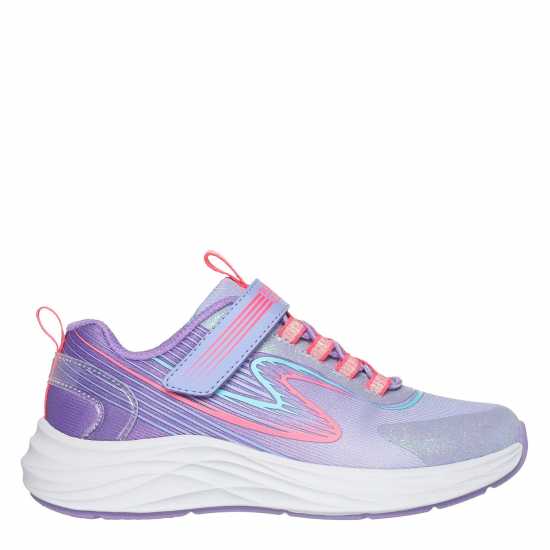 Skechers Bungee And Strap Glitter Mesh Sneak Slip On Runners Unisex Kids Lavender/Multi 