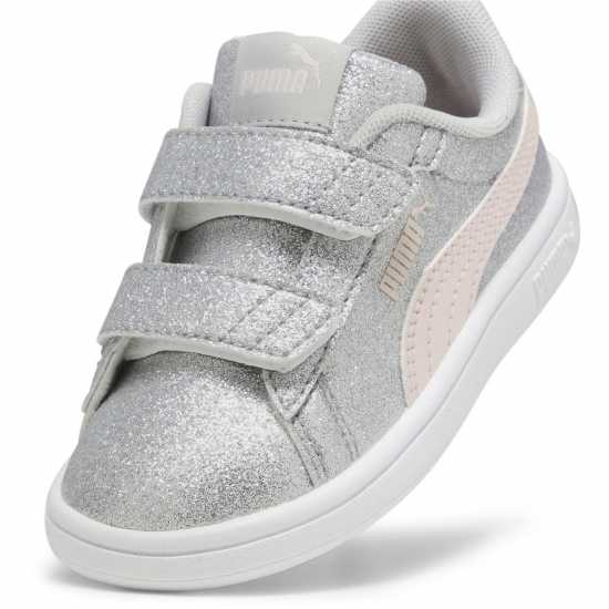 Puma Smash 3.0 Glitz Glam V Infant Girl Trainers Grey/Pink Детски маратонки