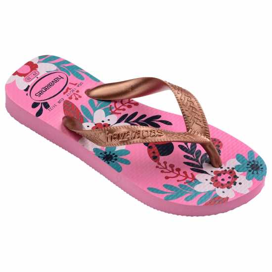 Havaianas Джапанки Unisex Kids Flores Beige Flip Flops Pink Lemonade 