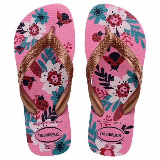 Havaianas Джапанки Unisex Kids Flores Beige Flip Flops Pink Lemonade 