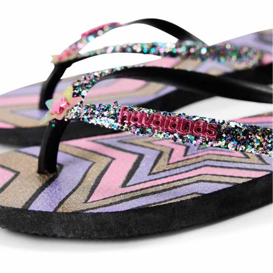 Havaianas Джапанки Unisex Kids Slim Glitter Pink Flip Flops Black 