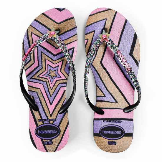 Havaianas Джапанки Unisex Kids Slim Glitter Pink Flip Flops Black 
