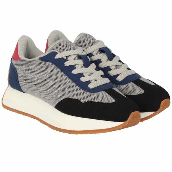 Fabric Trainers Childrens Grey/Navy/Red Детски маратонки