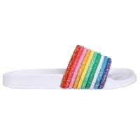 Fabric Childrens Sliders Rainbow Glitter Детски сандали и джапанки