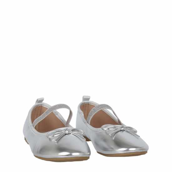 Metallic Ballet Pump Silver Детски обувки