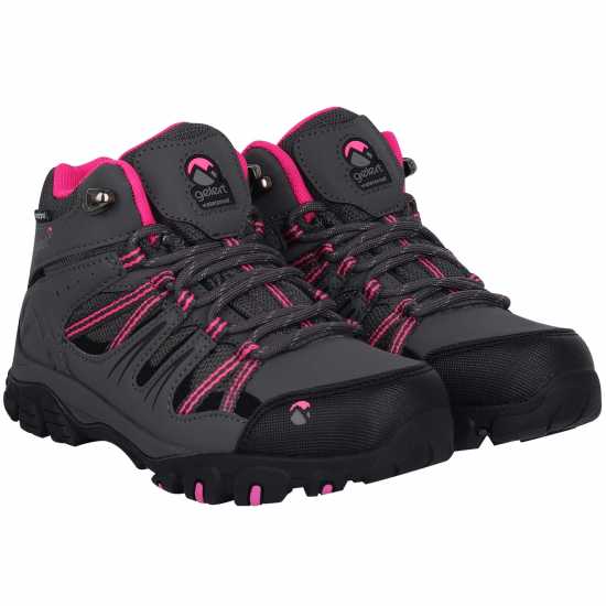 Gelert Детски Туристически Обувки Horizon Mid Waterproof Childrens Walking Boots Charcoal/Pink Детски туристически обувки