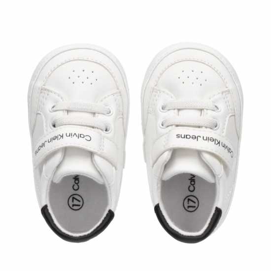Calvin Klein Jeans Inst Logo Slide Crib Shoes Wht/Blk X002 Бебешки обувки и маратонки