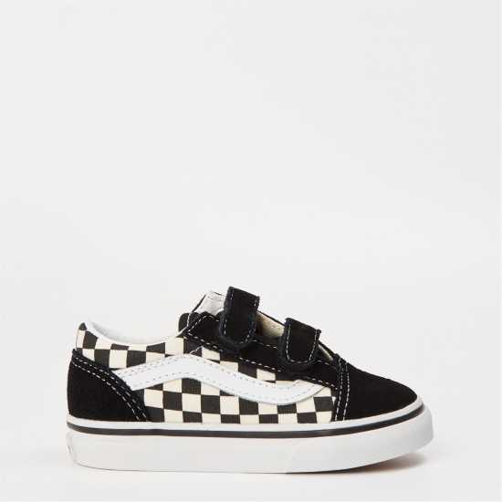 Vans Old Skool Velcro Shoes Infants Chk Black P0S Vans Old Skool Velcro Shoes Infants Chk Black P0S
