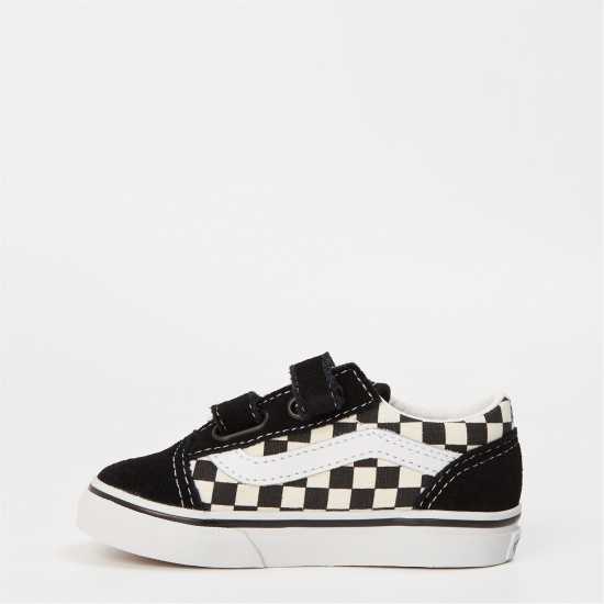 Vans Old Skool Velcro Shoes Infants Chk Black P0S Vans Old Skool Velcro Shoes Infants Chk Black P0S