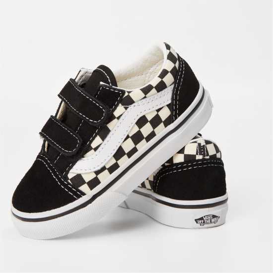 Vans Old Skool Velcro Shoes Infants Chk Black P0S Vans Old Skool Velcro Shoes Infants Chk Black P0S