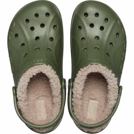 Crocs Kids' Baya Lined Mule Slippers "Армейско зелено 
