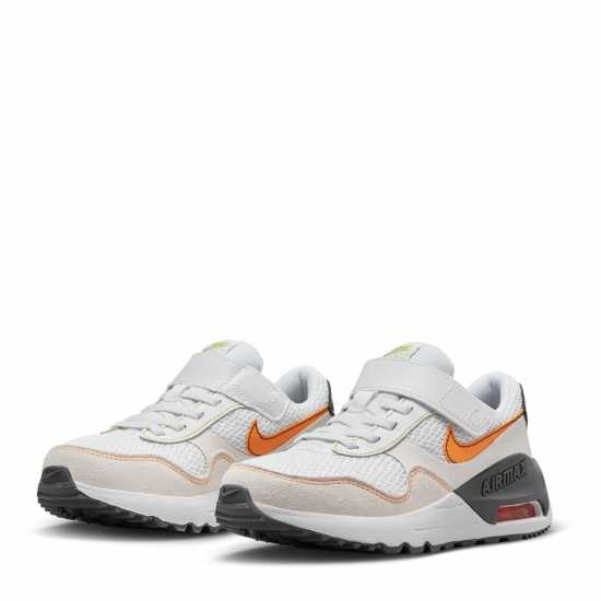 Nike Air Max SYSTM Little Kids' Shoes White/Orange Детски маратонки