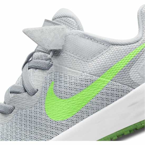 Nike Revolution 6 Little Kids' Shoes Grey/Green Детски маратонки