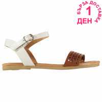 Crafted Laser Detail Sandals Child Girls Tan/White Детски сандали и джапанки