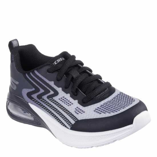 Skechers Kids' Lace Up Midsole Technology Runners Black/Silver Skechers Kids' Lace Up Midsole Technology Runners Black/Silver