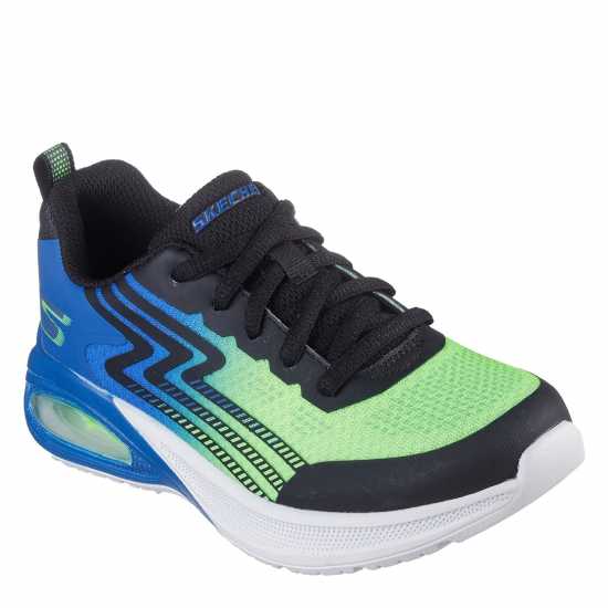 Skechers Kids' Lace Up Midsole Technology Runners Blue/Green Skechers Kids' Lace Up Midsole Technology Runners Blue/Green