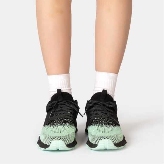 Donnay Knit Runner Junior Black/Mint Grn Donnay Knit Runner Junior Black/Mint Grn