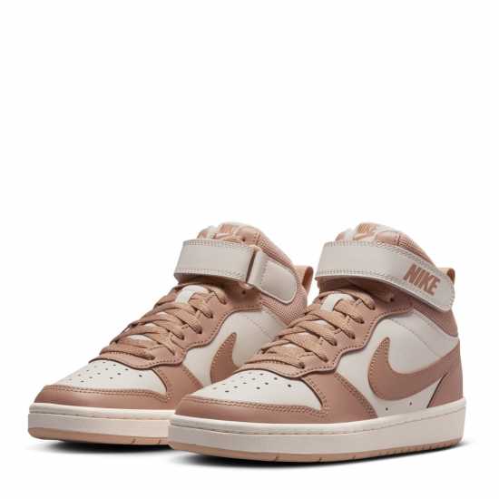 Nike Court Borough Mid 2 Big Kids' Shoes Pale Ivory 