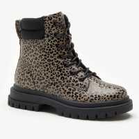 Боти Lace Up Contrast Leopard Ankle Boots