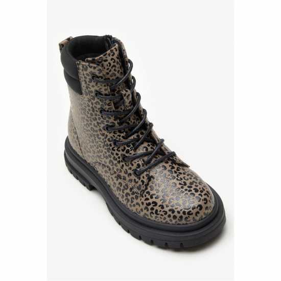 Боти Lace Up Contrast Leopard Ankle Boots  Детски ботуши