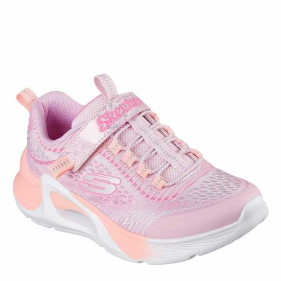 Skechers Bungee And Strap Sparkle Mesh Print Runners Girls Pink/Multi 