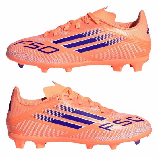 Adidas F50 League Childrens Firm Ground Football Boots Оранжево/Синьо 