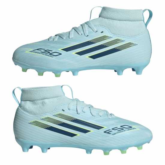 Adidas F50 League Childrens Firm Ground Football Boots Blue/Yellow 