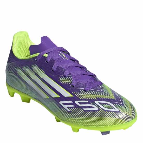 Adidas F50 League Childrens Firm Ground Football Boots Лилаво/Бяло 