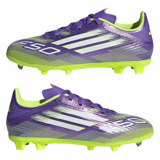 Adidas F50 League Childrens Firm Ground Football Boots Лилаво/Бяло 