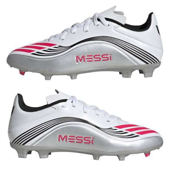 Adidas F50 League Childrens Firm Ground Football Boots Бяло/Червено 