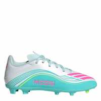 Adidas F50 League Childrens Firm Ground Football Boots Wht/Pink/Blue 