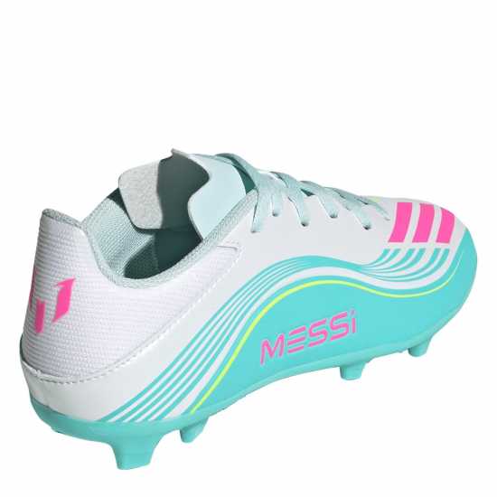 Adidas F50 League Childrens Firm Ground Football Boots Wht/Pink/Blue 