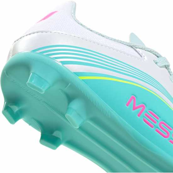 Adidas F50 League Childrens Firm Ground Football Boots Wht/Pink/Blue 