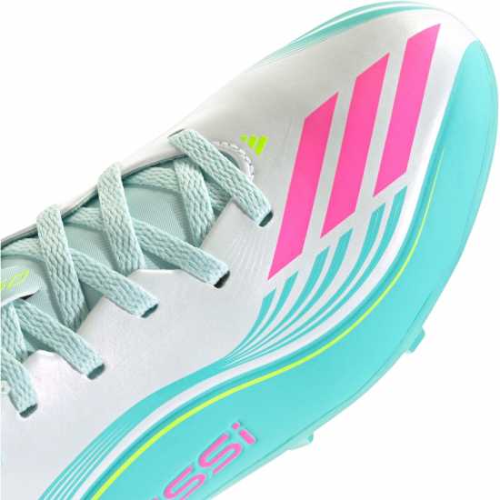 Adidas F50 League Childrens Firm Ground Football Boots Wht/Pink/Blue 