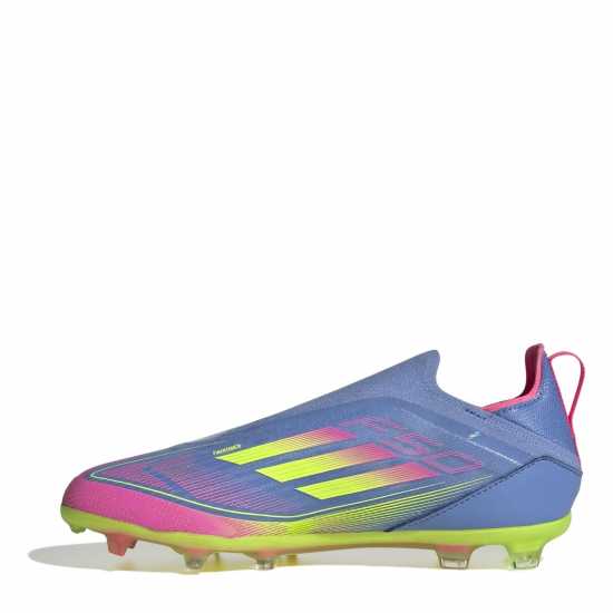 Adidas F50 Elite Laceless Firm Ground Boots Childrens Синьо/Лимон/Розово Детски футболни бутонки