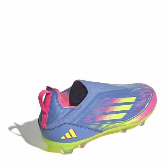 Adidas F50 Elite Laceless Firm Ground Boots Childrens Синьо/Лимон/Розово Детски футболни бутонки